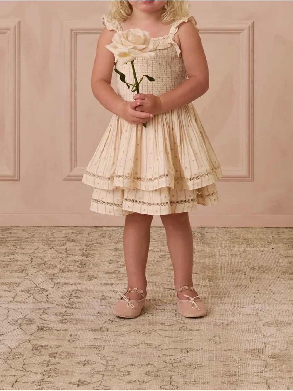 2-3Y best Rylee + Cru Cream Birdie Dress - Victorian Stripe - Natural